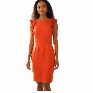 Trina Turk Vibrant Orange Ruffle Sleeve Mini Dress